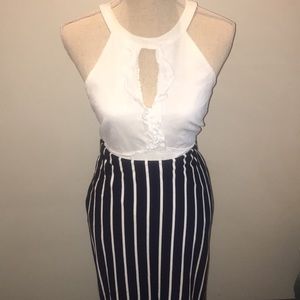 Striped Navy Pencil Skirt